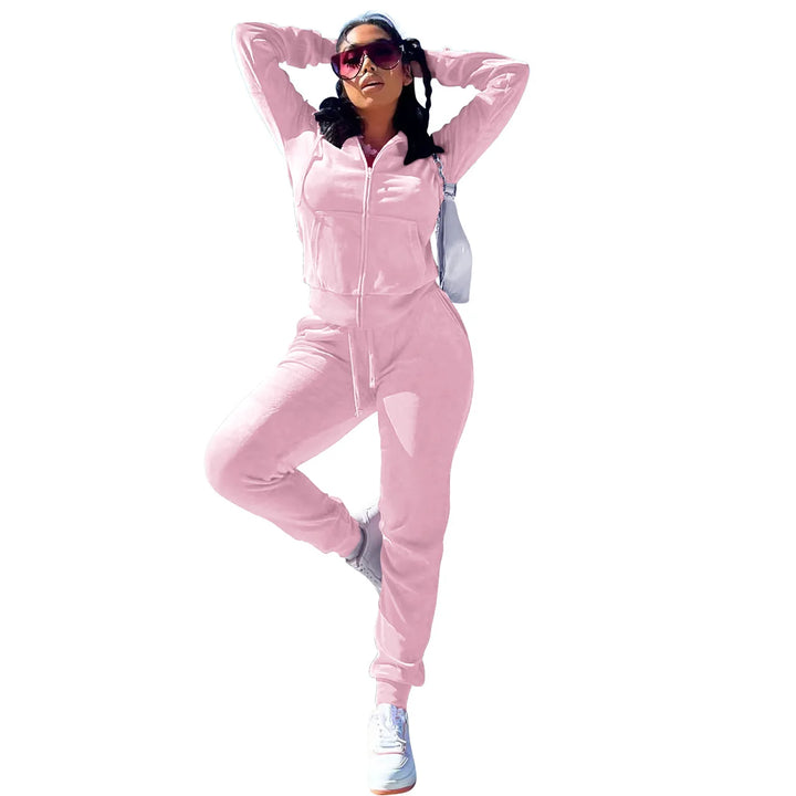 Hooded Velvet Jogger Set