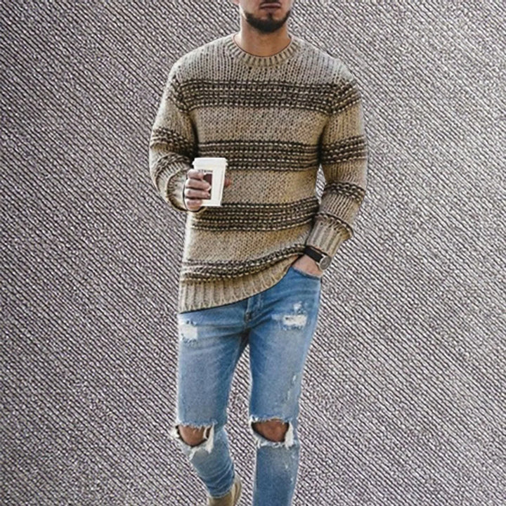 Striped Knitted Long Sleeve Sweater