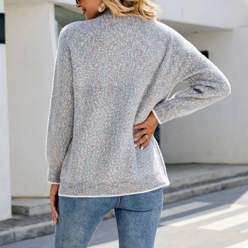 European Cross-Border Color-Blocked Knit Sweater