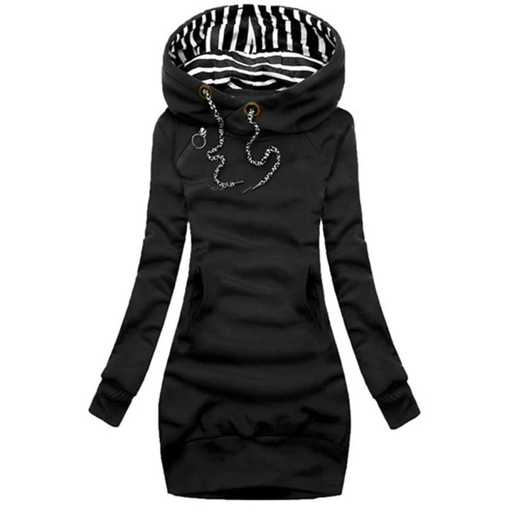 Casual Solid Color Long Sleeve Hoodie Dress