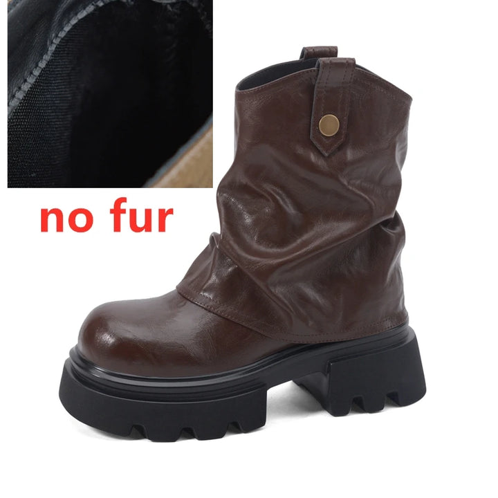 Thick-Soled Square-Toe Ankle Boots