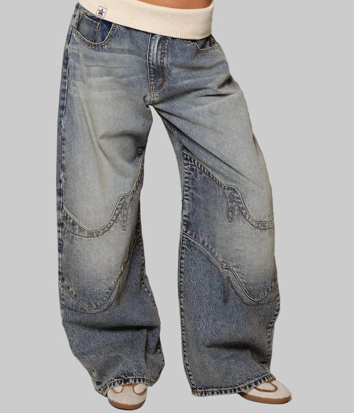 Y2K American High-Waisted Spliced Jeans