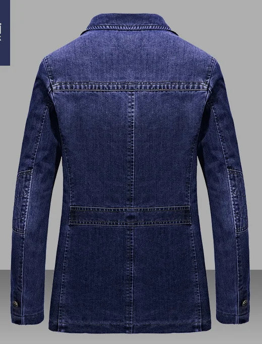 Premium Denim Blazers with Lapel Collar