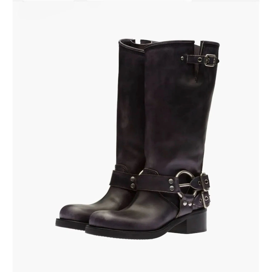 Platform Round toe Belt buckle Western boots