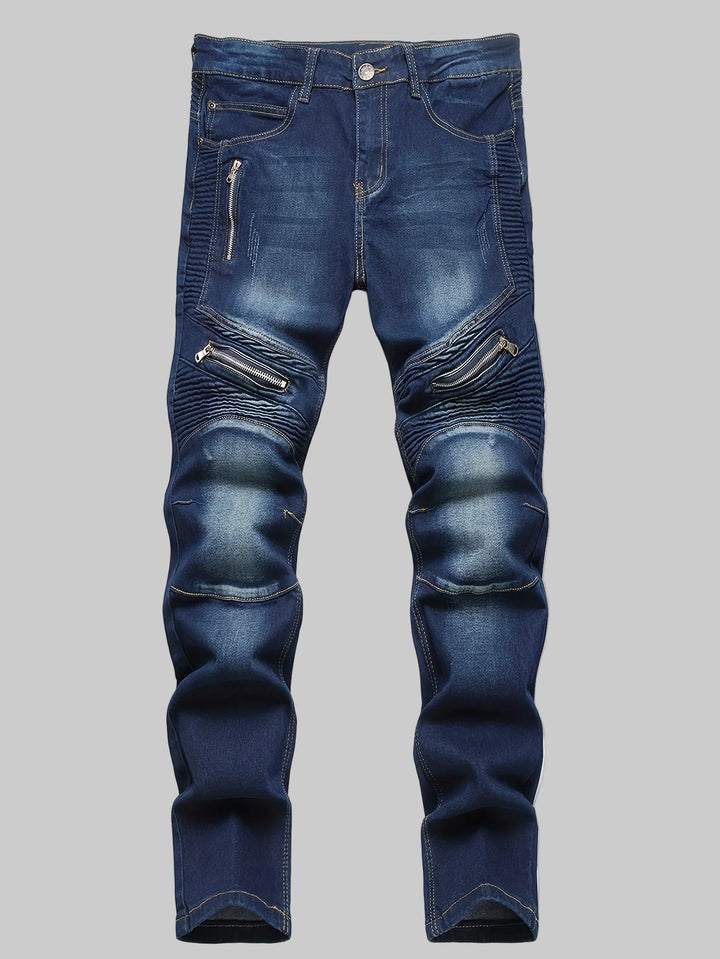 Distressed Ribbed Denim Jeans