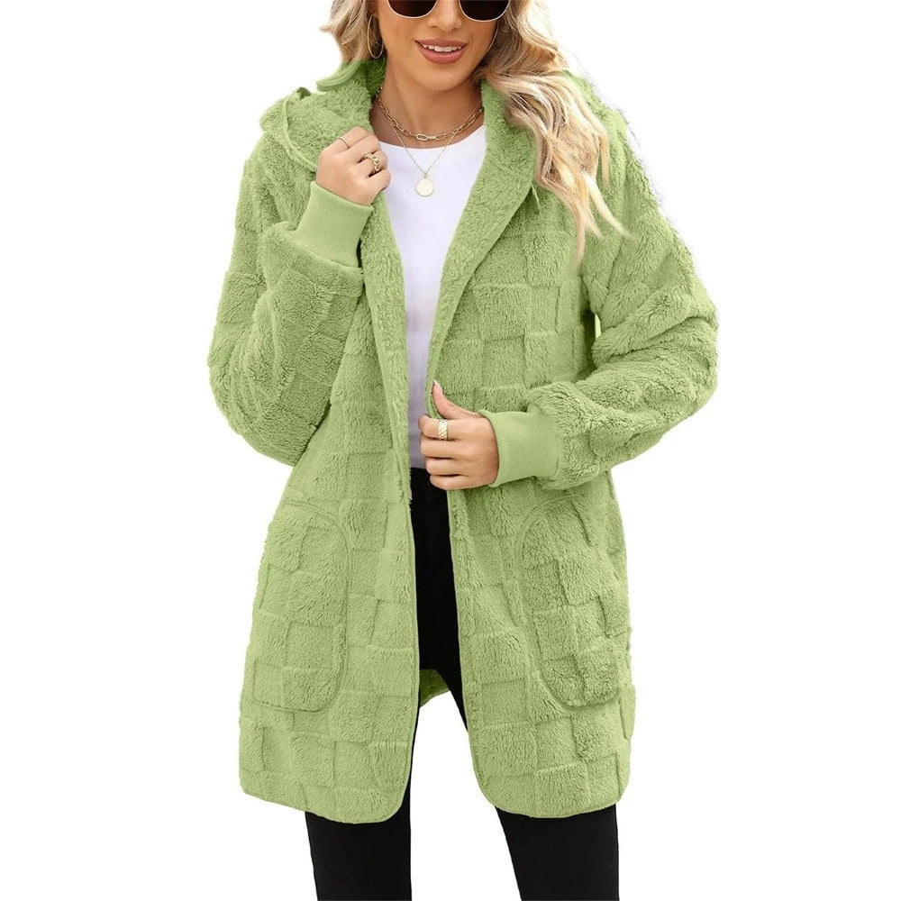 Hooded Plush Velvet cardigan coats