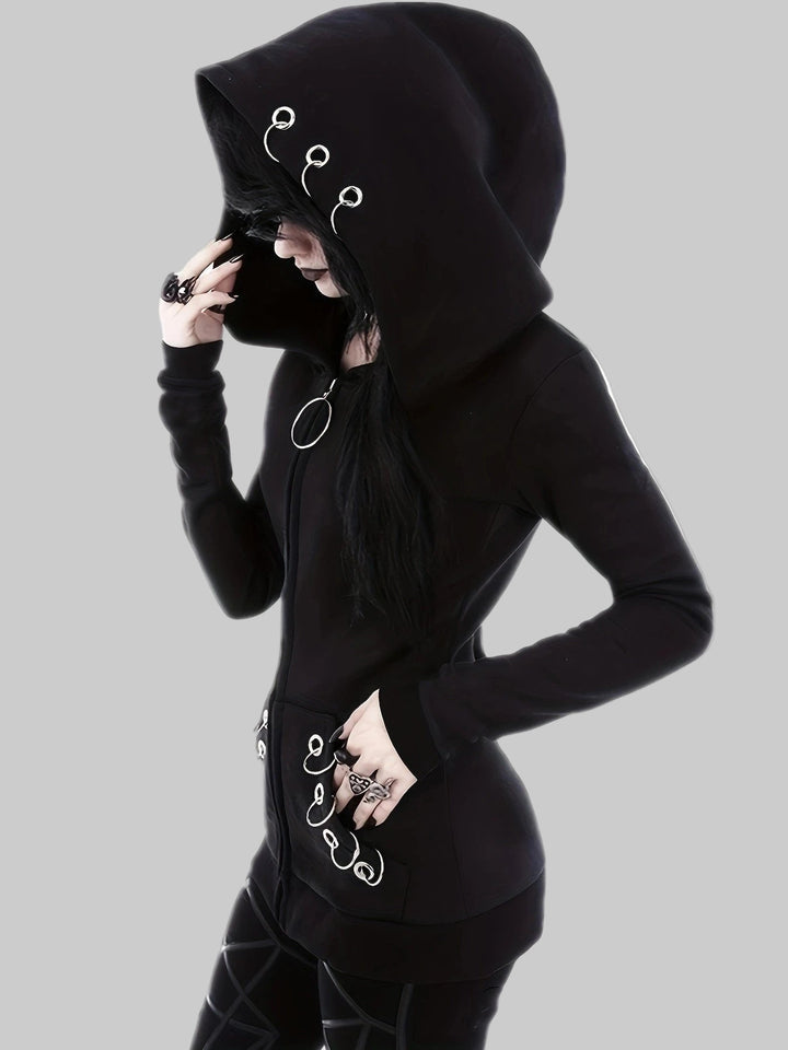 Gothic Punk Full-Zip Hooded Sweatshirt