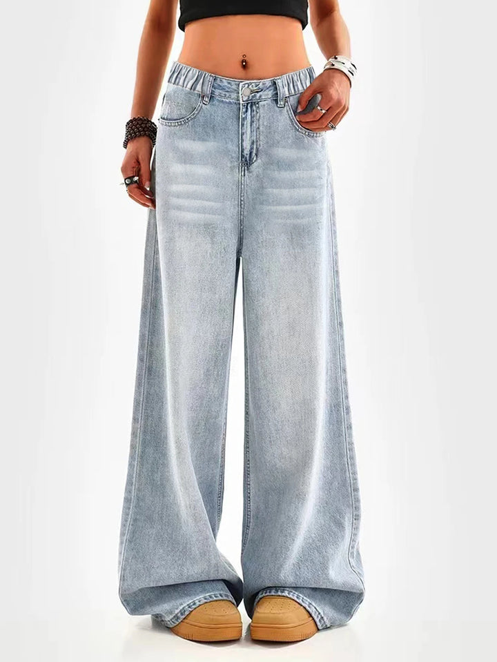 Retro Washed Wide-Leg Jeans