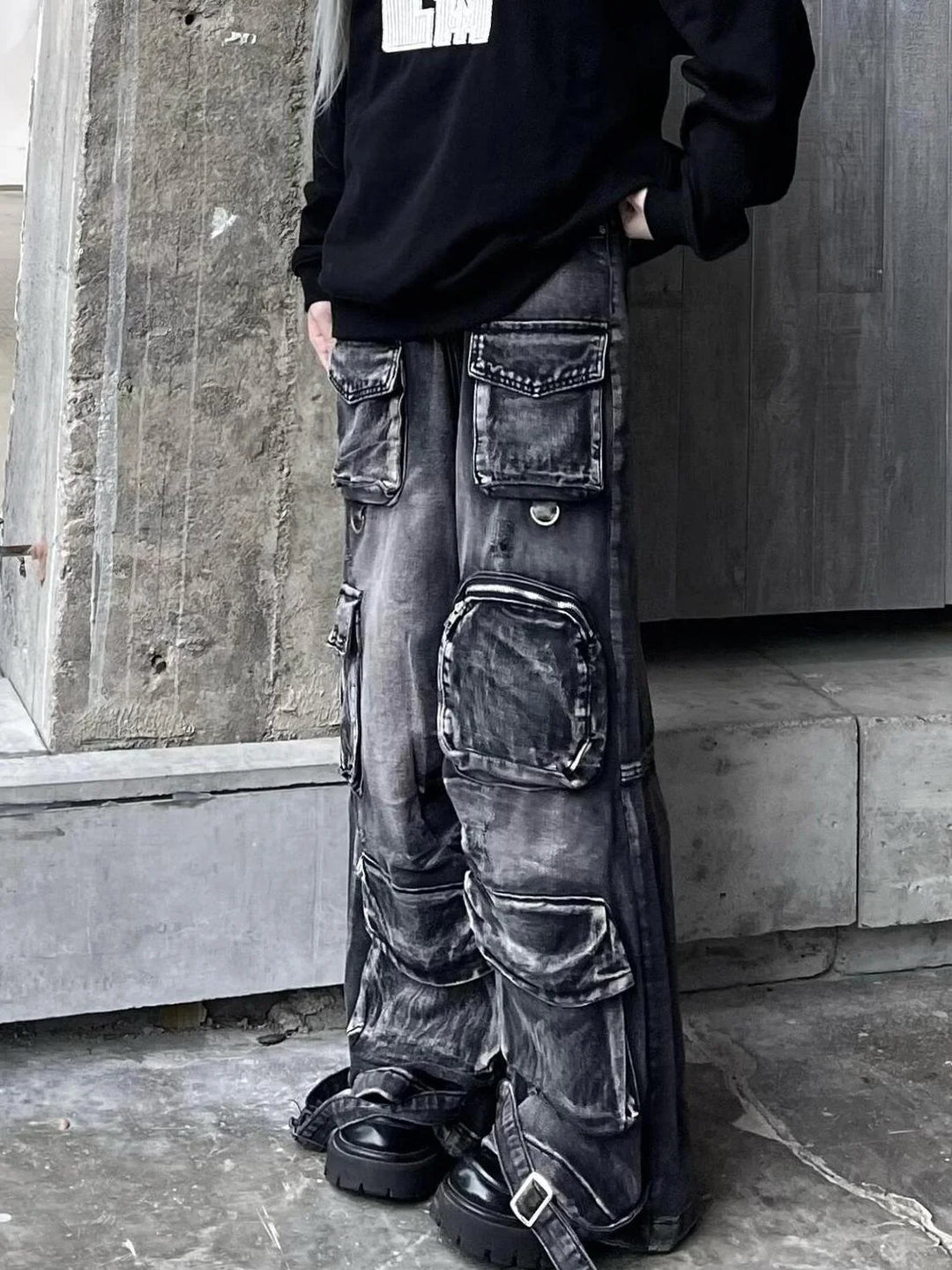 Y2K Gothic American High Street Retro Washed Jeans