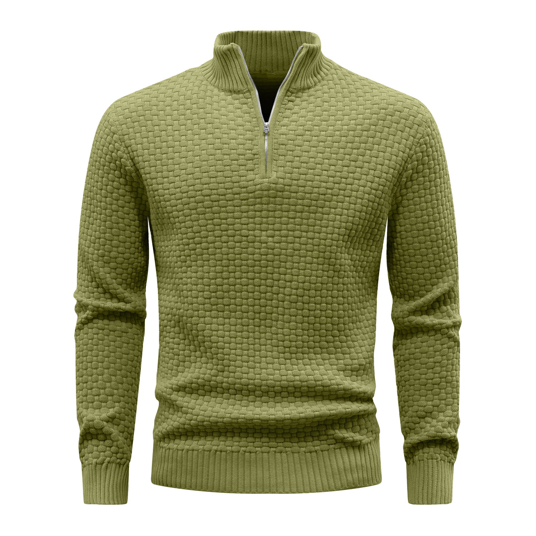 Winter Soft Waffle Knit Warm Zip-Up Sweater