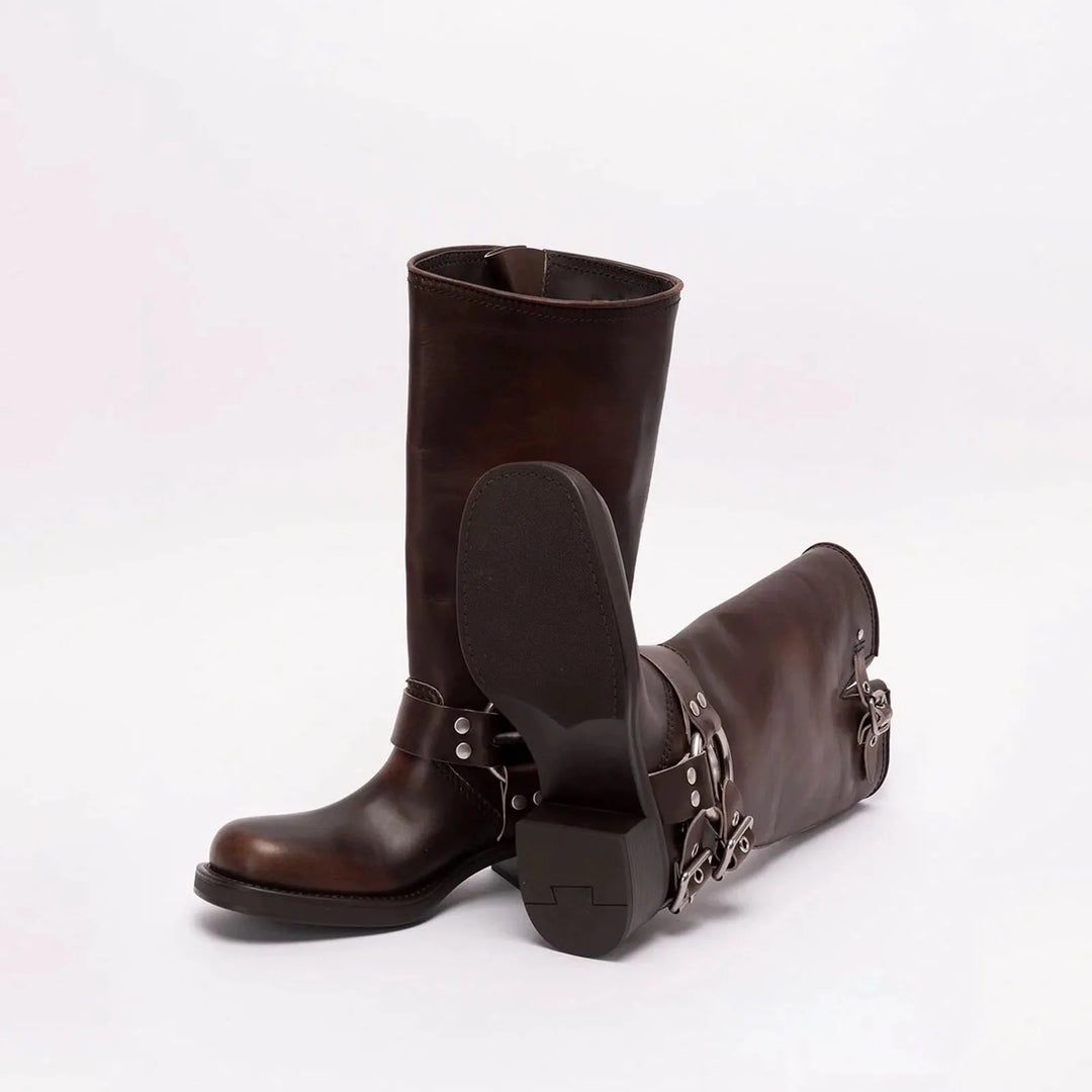Platform Round toe Belt buckle Western boots