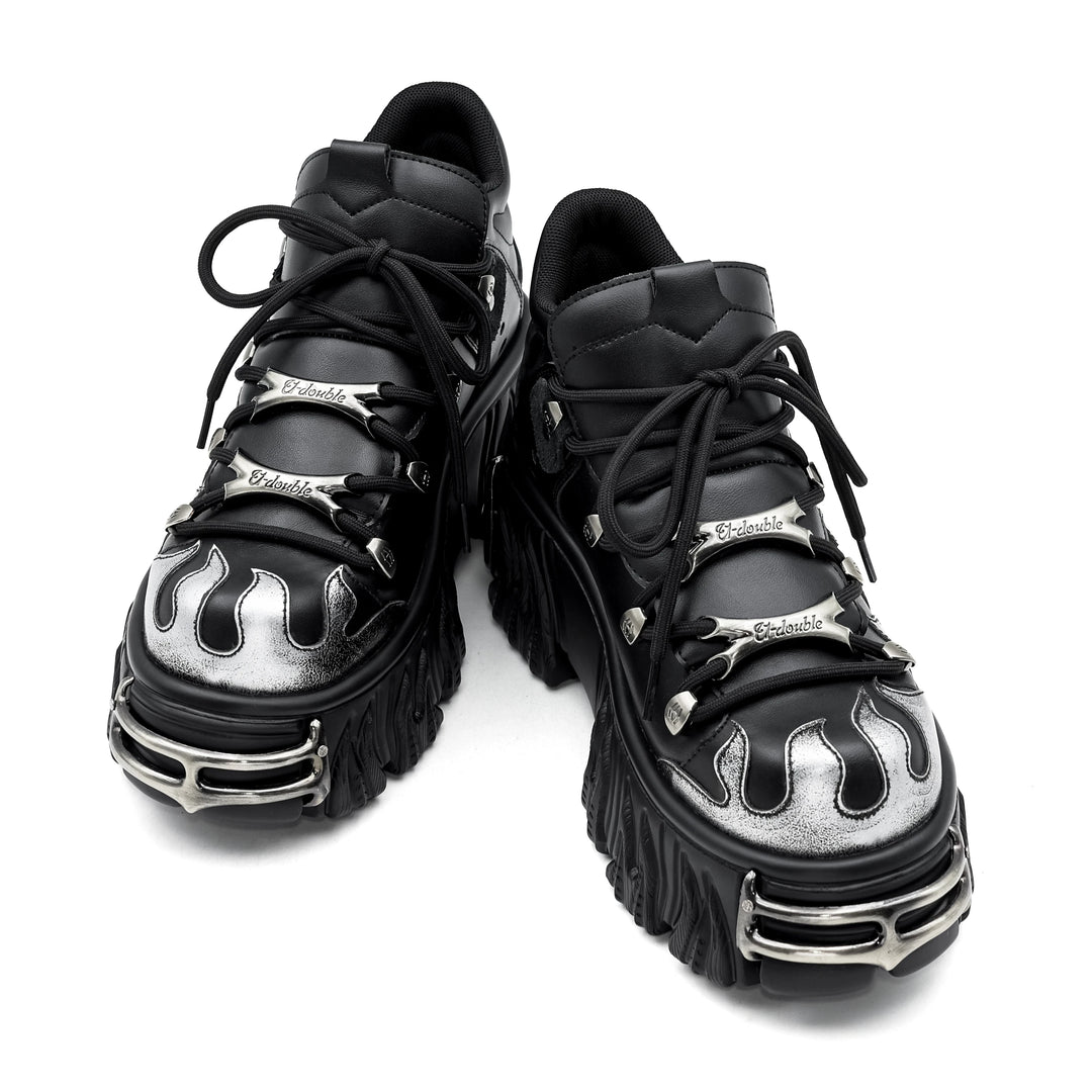 Punk Style Lace-Up Sneakers with 6CM Heel
