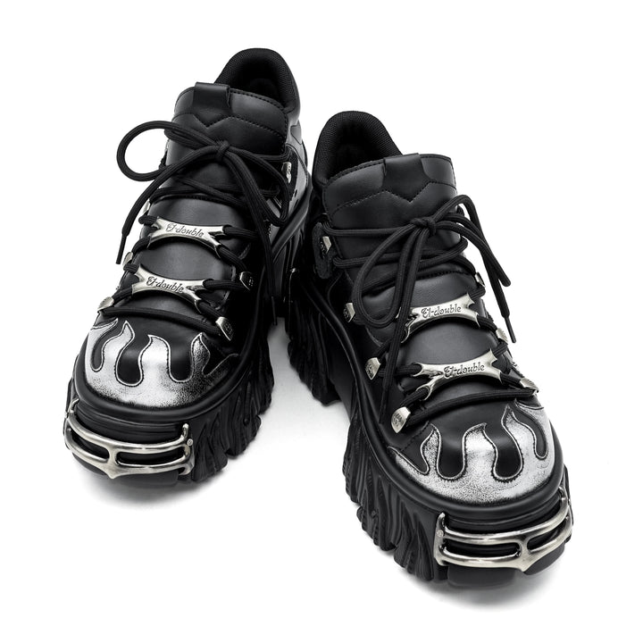 Punk Style Lace-Up Sneakers with 6CM Heel