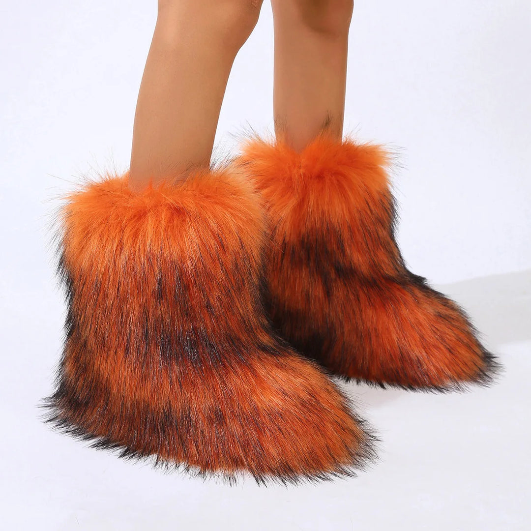 Plush Faux Fox Fur Winter Boots