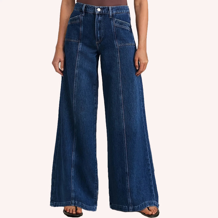 Micro-Flared Wide-Leg Mid-Waist Jeans
