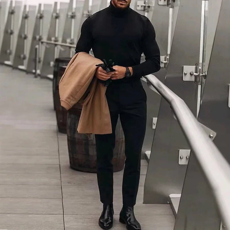 Casual Slim Fit High Collar Turtleneck Pullover