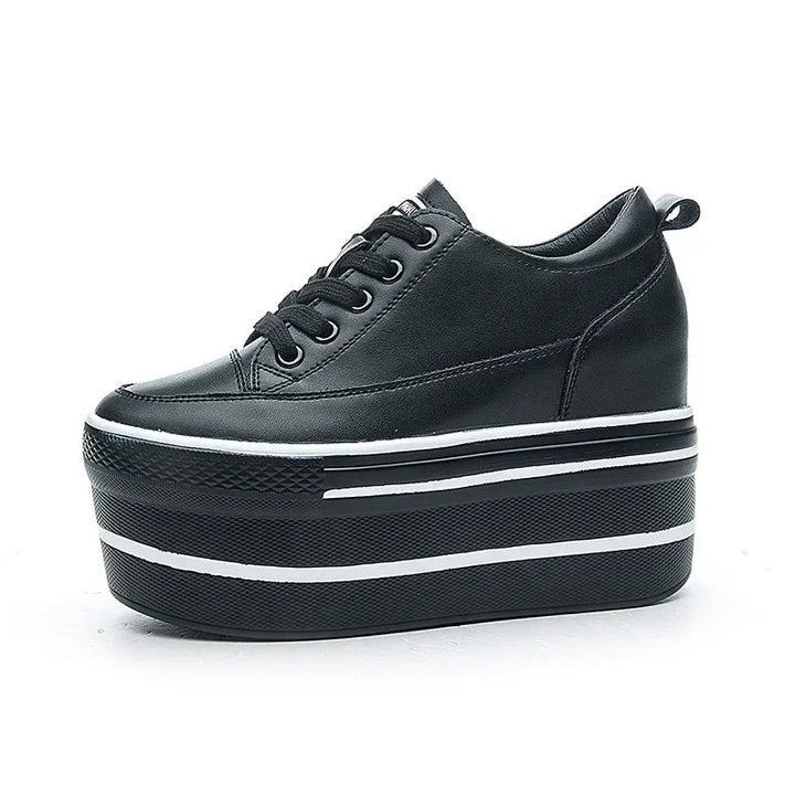Premium Leather High Platform Chunky Sneakers