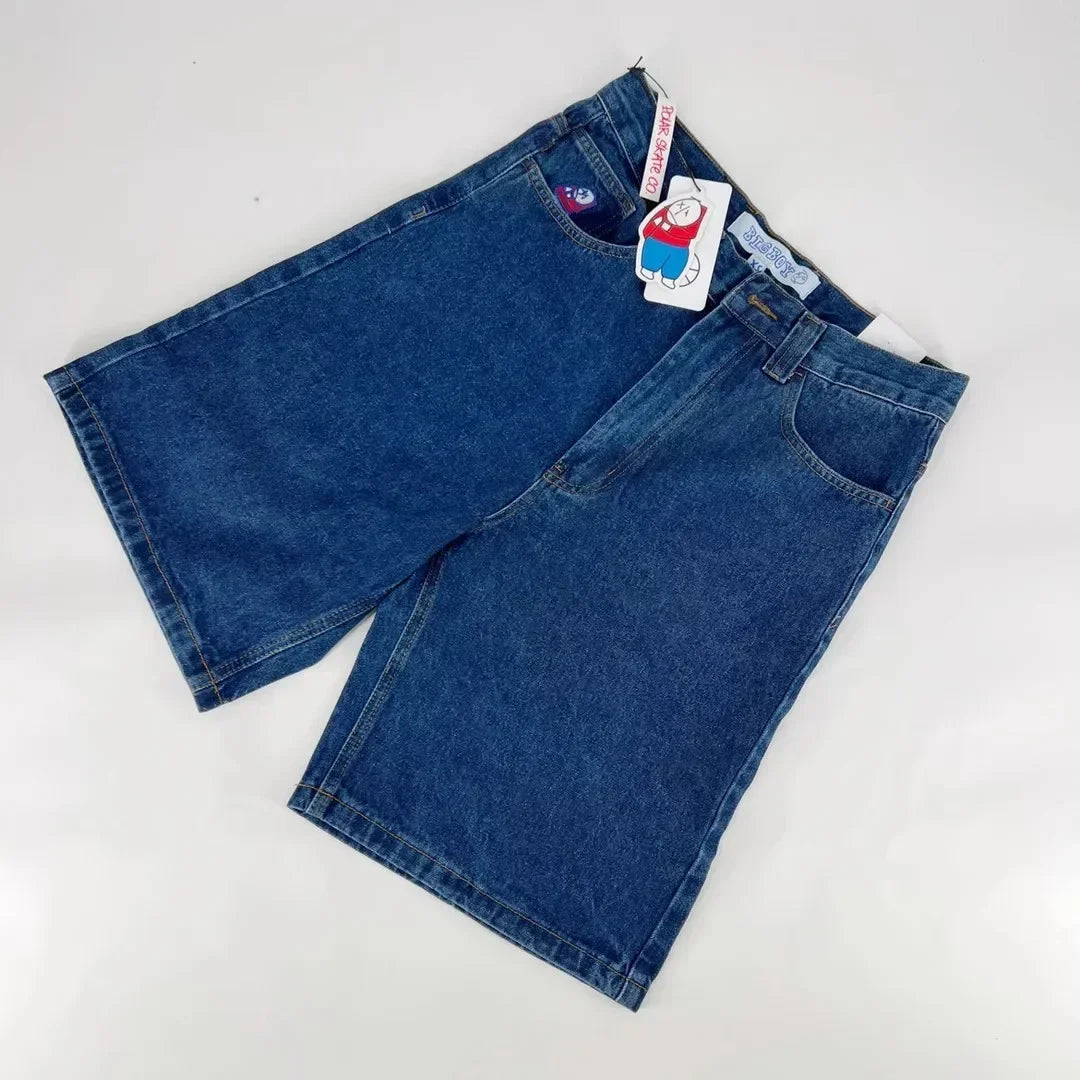 Hip hop pocket print loose Y2K denim shorts
