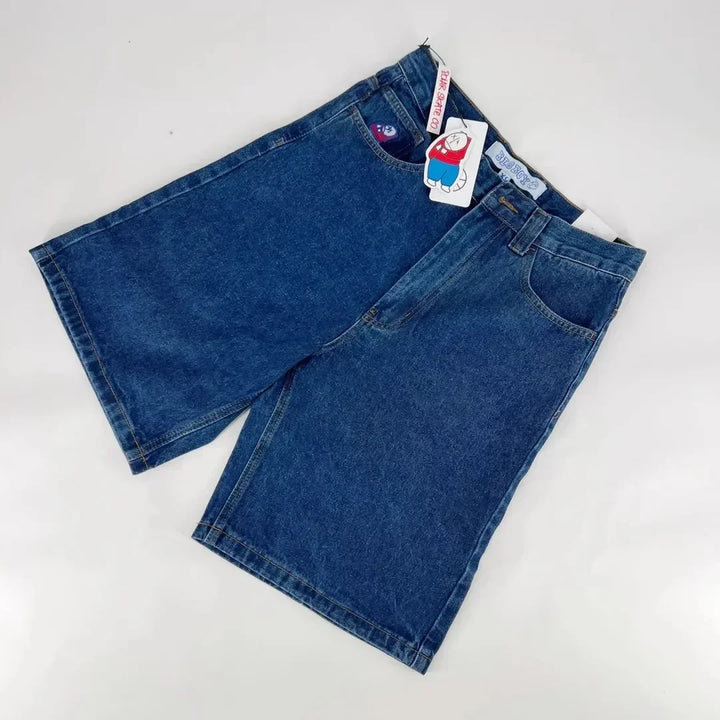 Hip hop pocket print loose Y2K denim shorts