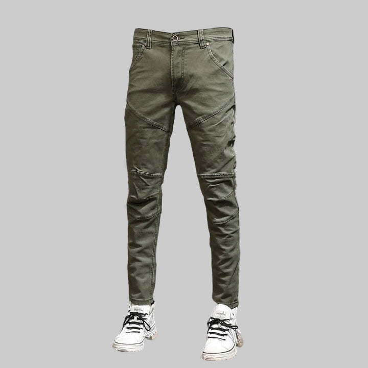 Designer Spliced Stretch Slim Fit Cargo Pants