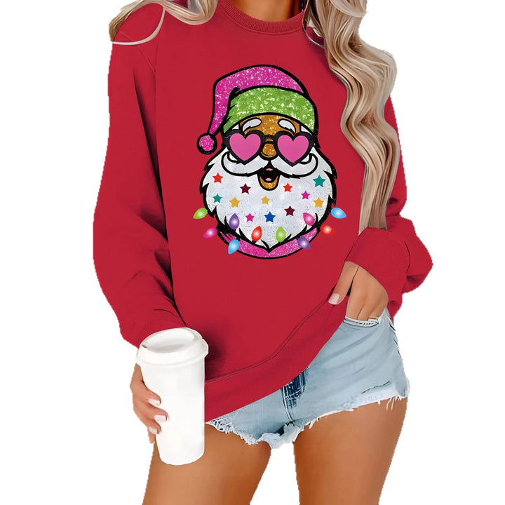 Santa Claus Printed Round Neck Christmas Sweater