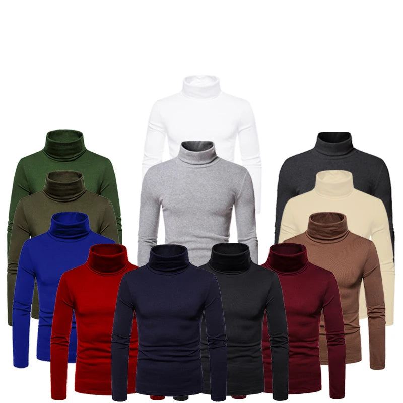 Casual Slim Fit High Collar Turtleneck Pullover