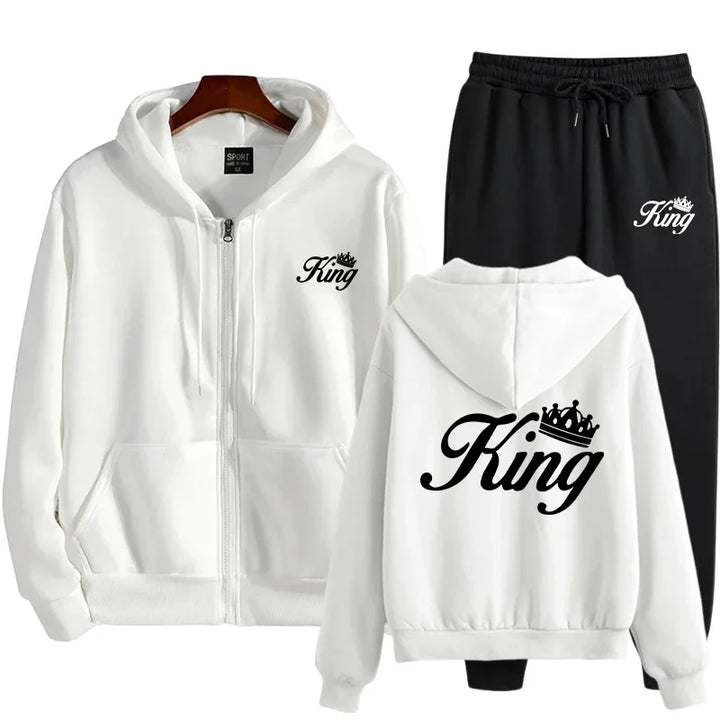 Unisex Crown King Queen Printed Sports Set