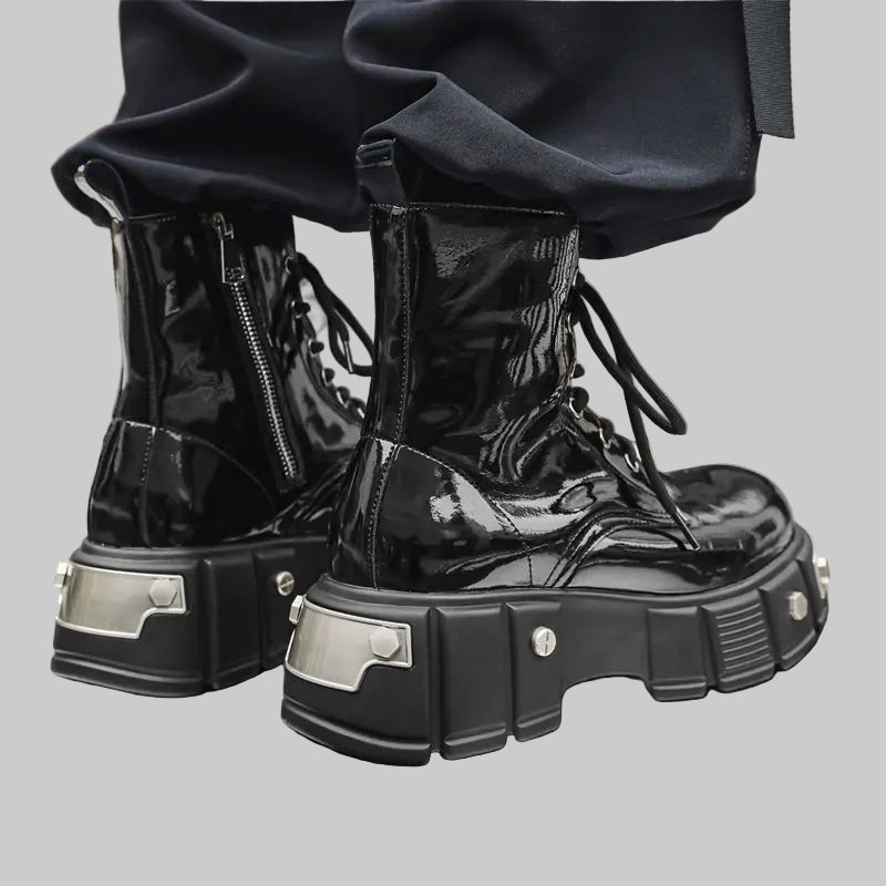 Unisex British-Style High-Top Punk Leather Boots