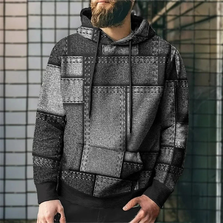 Oversized Vintage Patchwork Color Block 3D Print Hoodies