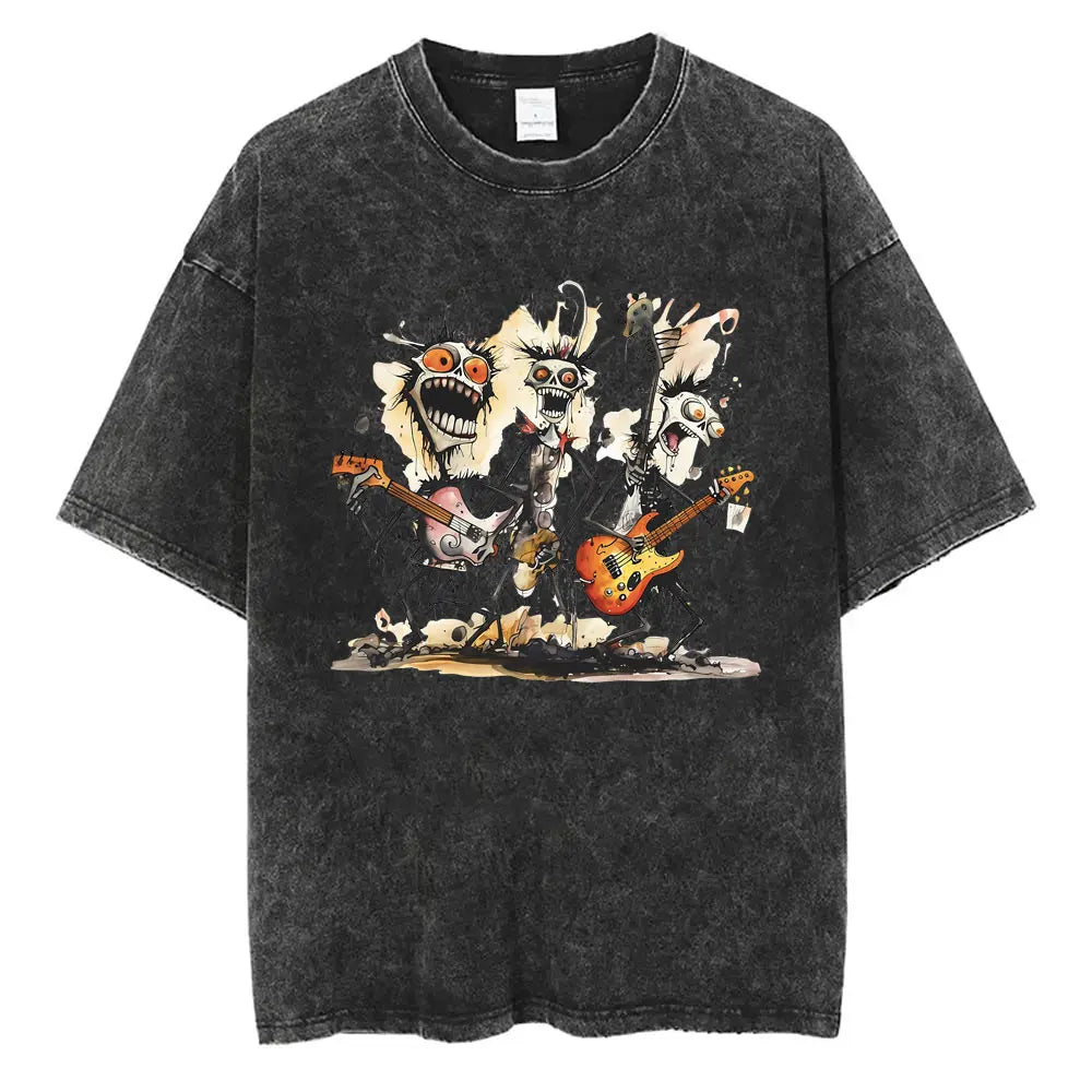 Washed Vintage Gothic Rock Metal Ghost Band Tees