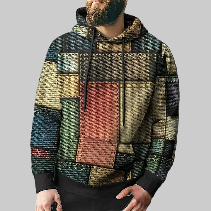Oversized Vintage Patchwork Color Block 3D Print Hoodies