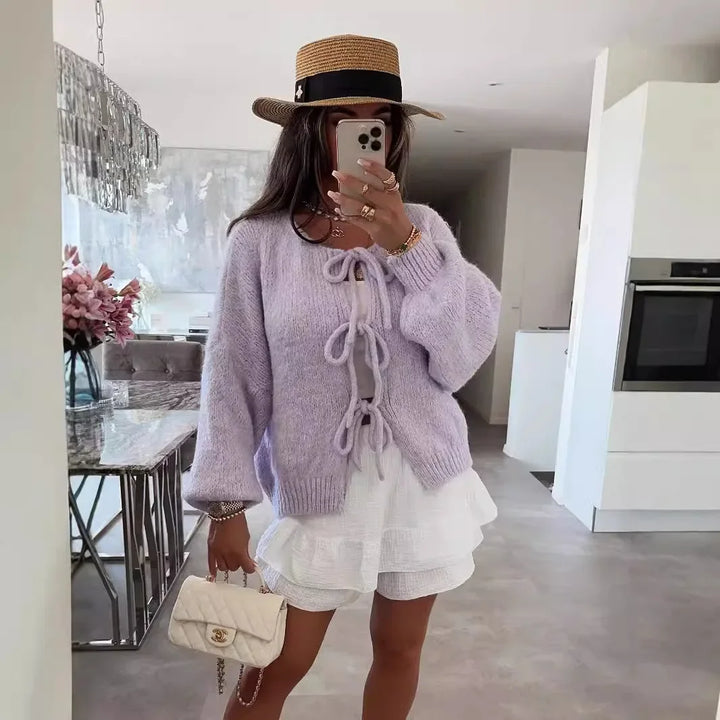 Chic Solid Color Knitted Cardigan Sweater