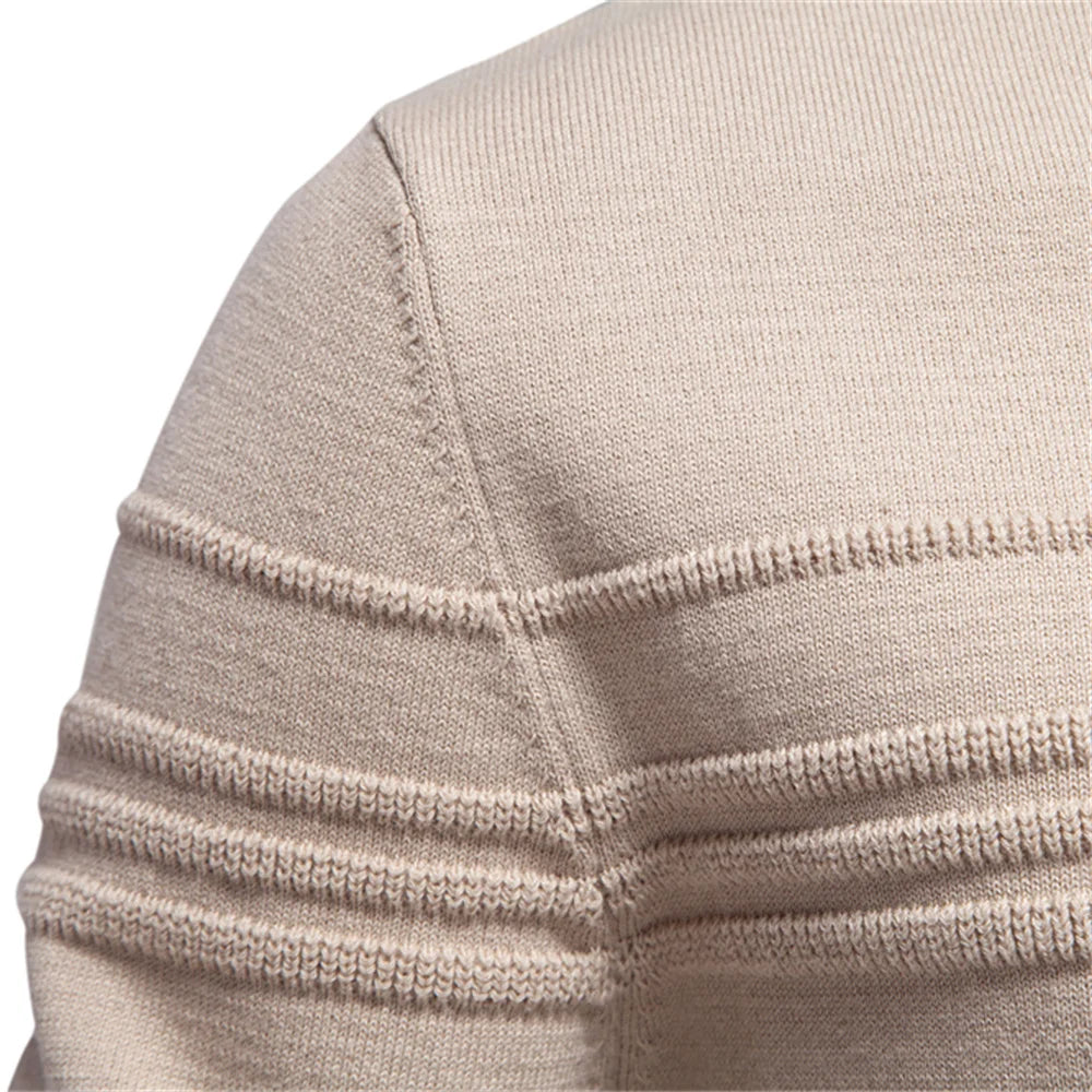 Striped Knitted Cotton Crewneck Pullover Sweater