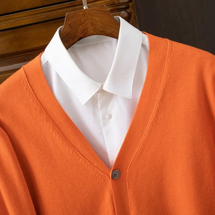 Classic V-Neck Solid Color Sweater Cardigan