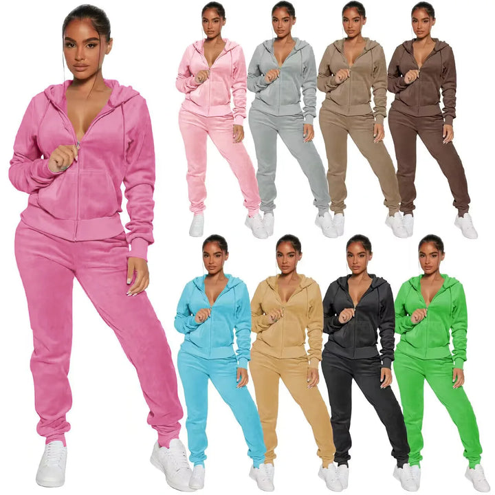 Hooded Velvet Jogger Set