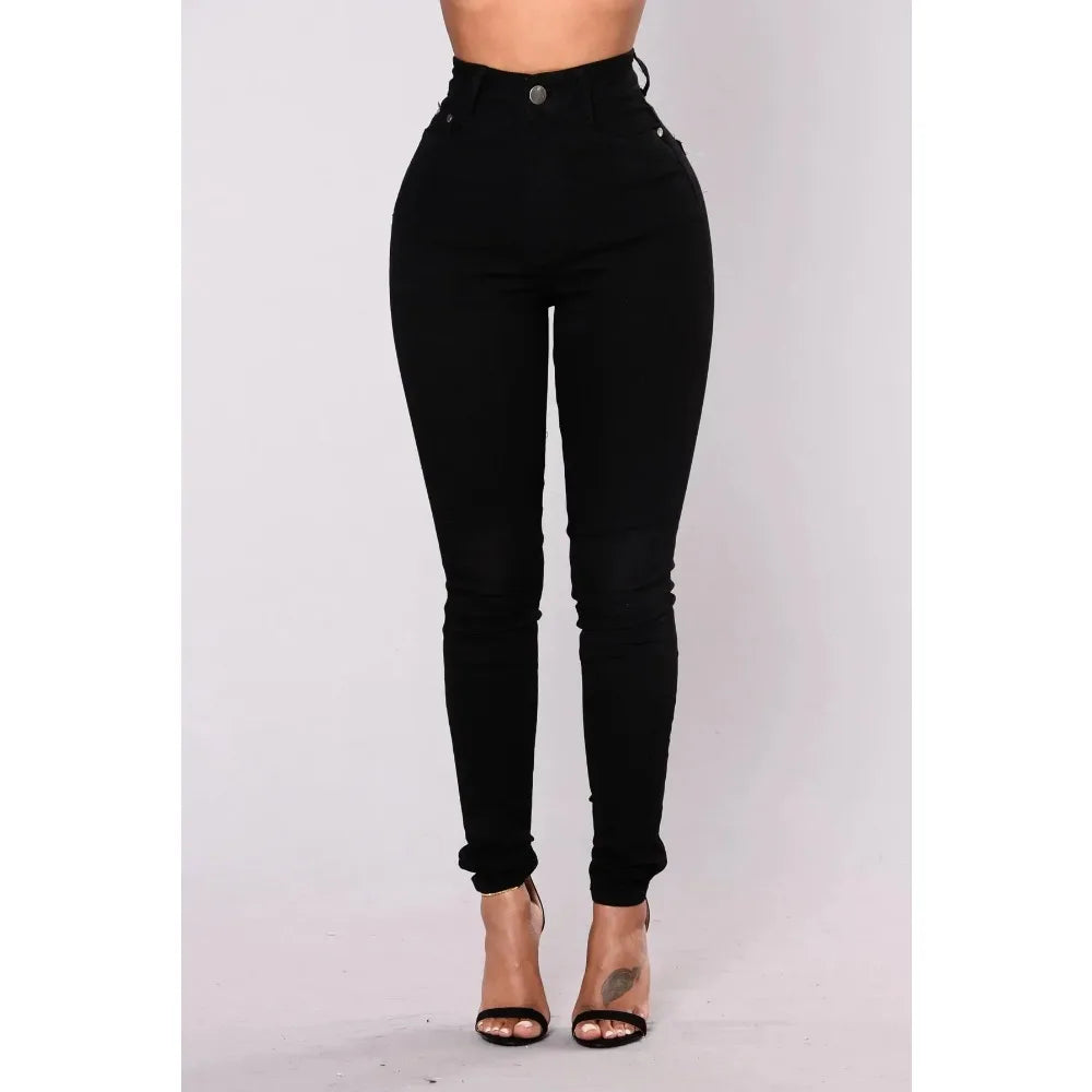 Ankle Length High-Waisted Denim Pencil Jeans