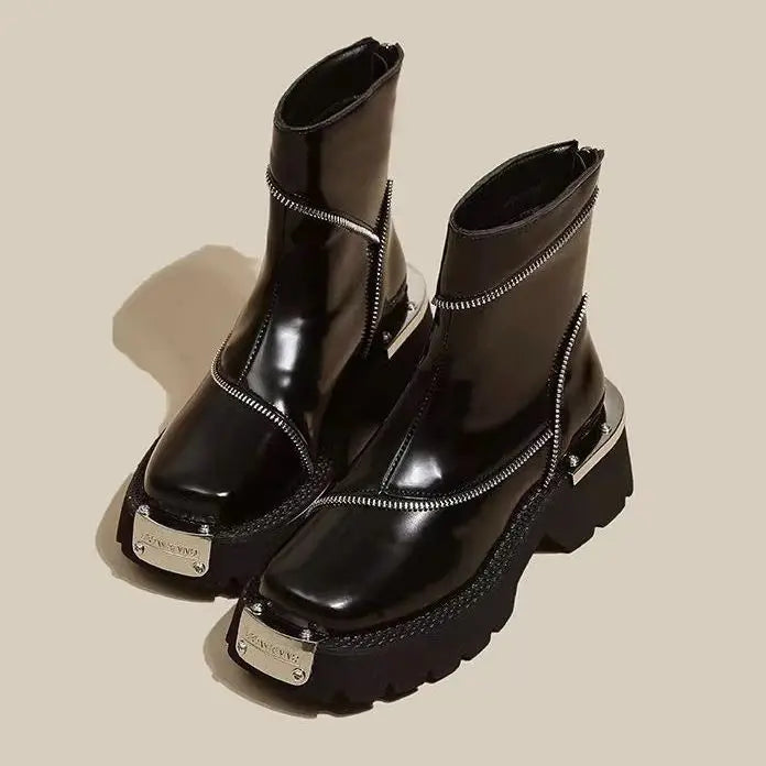 Premium Gothic Non-Slip Thick-Soled Round Toe Platform Boots