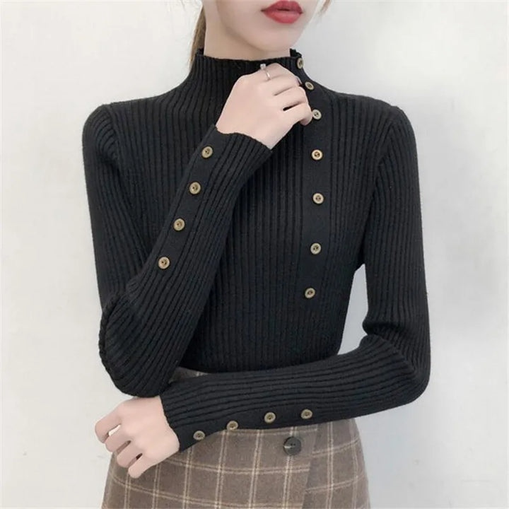 Solid Color Slim Fit Knitted Turtleneck Sweater