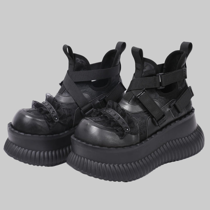 Dark Chunky Sole High-Top Boots