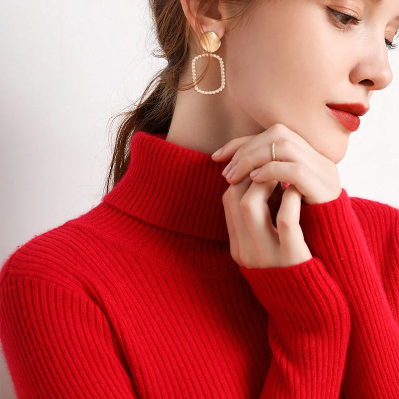 Cozy Cashmere Knit Turtleneck Sweater