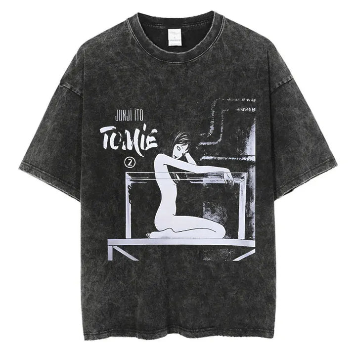 Washed Graphic Print Harajuku Hip Hop T-Shirt