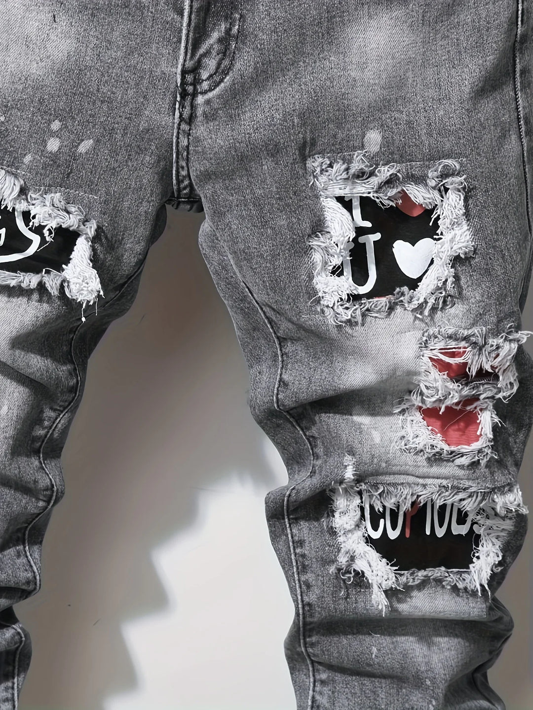 Skinny Ripped Long Denim Jeans
