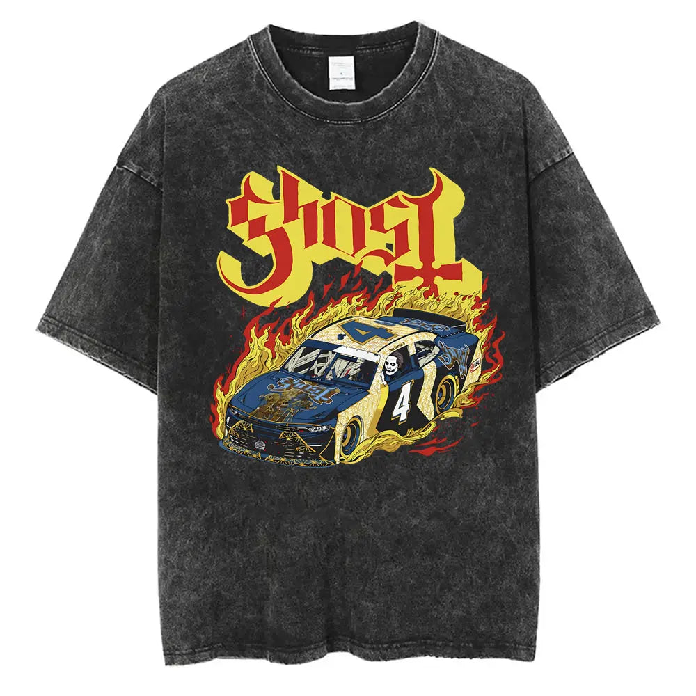 Washed Vintage Gothic Rock Metal Ghost Band Tees