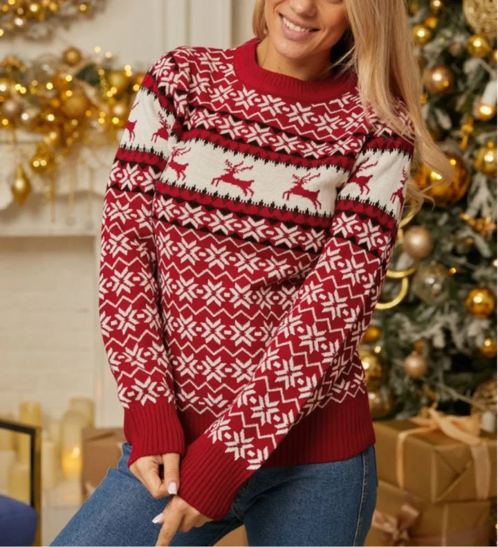 Jacquard Knit Pullover Christmas Sweater