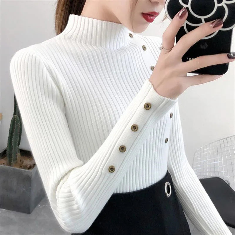 Solid Color Slim Fit Knitted Turtleneck Sweater