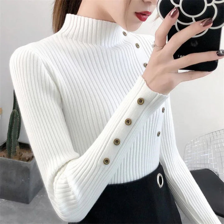 Solid Color Slim Fit Knitted Turtleneck Sweater