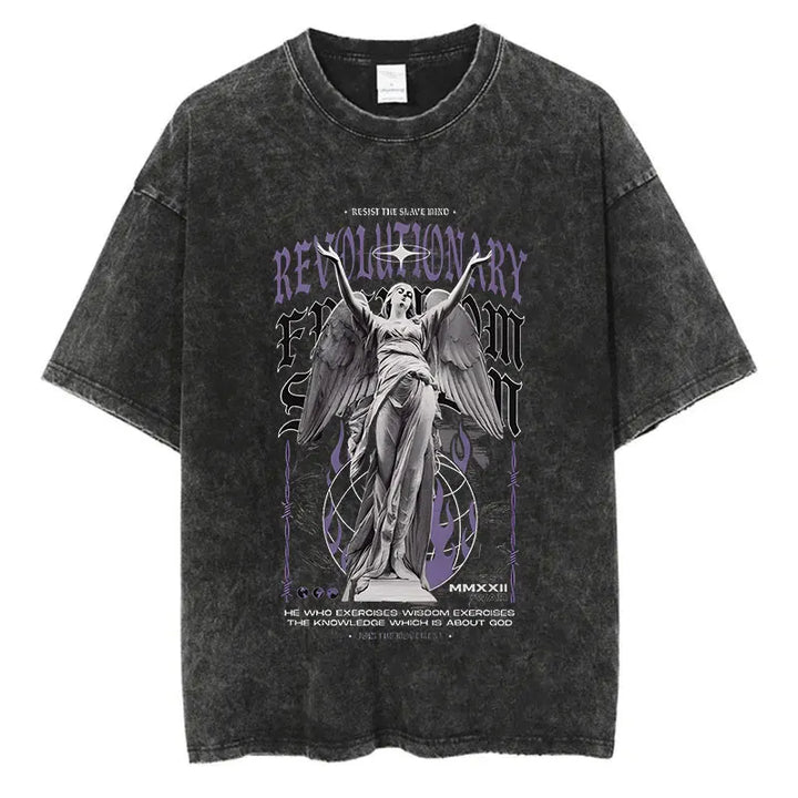 Washed Graphic Print Harajuku Hip Hop T-Shirt