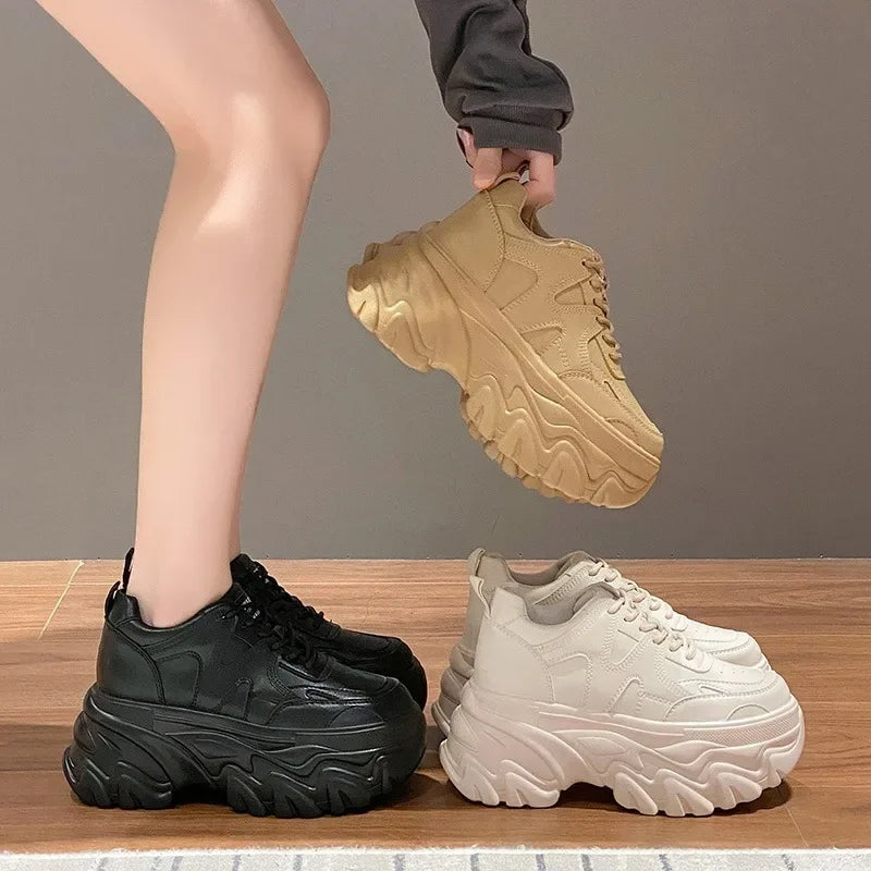 8CM Hidden Wedge Heels Platform Chunky Sneakers