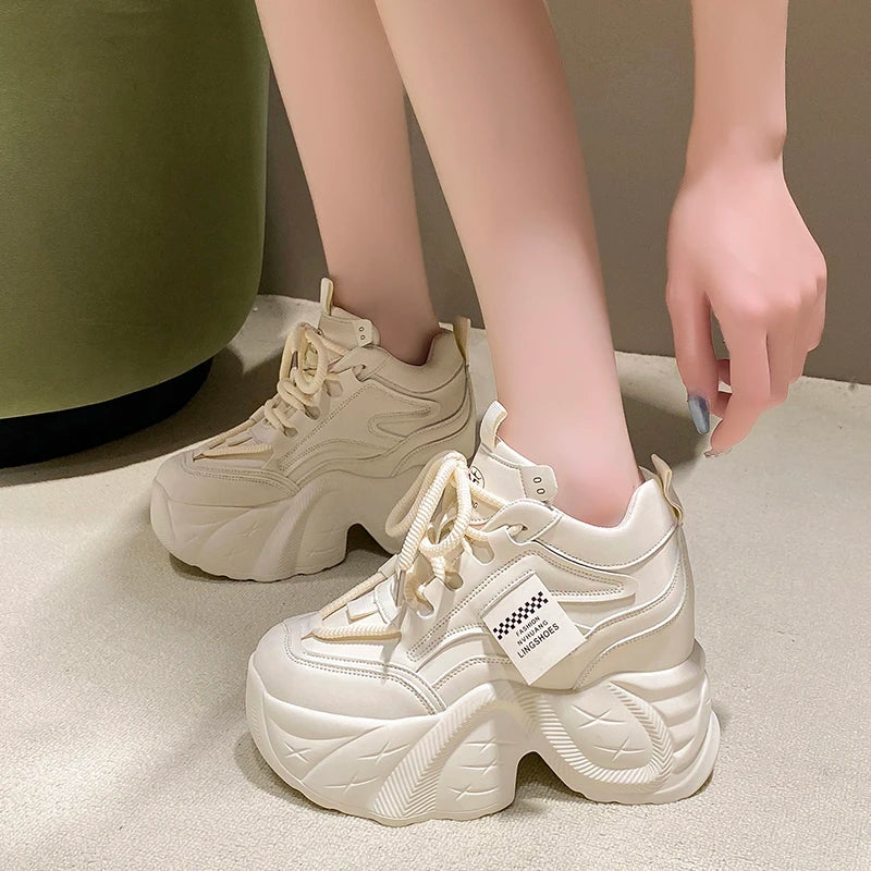10CM High Platform Lace-Up Chunky Sneakers