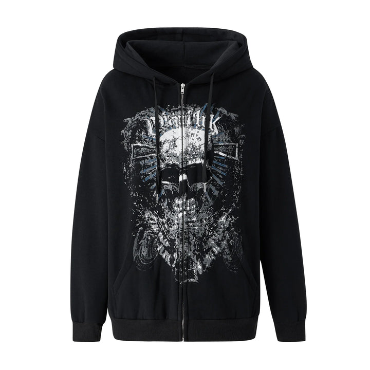 2000s Gothic Fairy Grunge Skull Graphic Oversized Hoodie